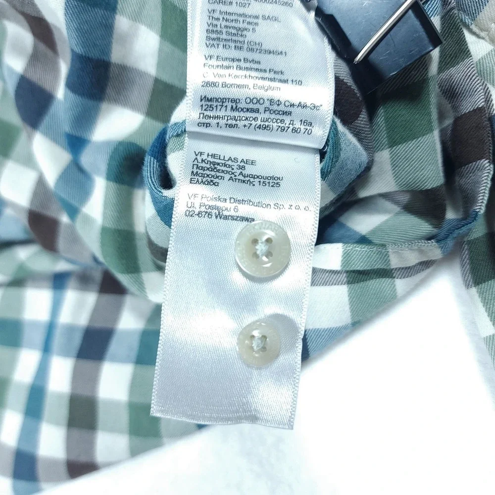 The North Face Mens Long Sleeve Gingham Button Up Shirt Large L Blue Green Brown - Picture 6 of 7